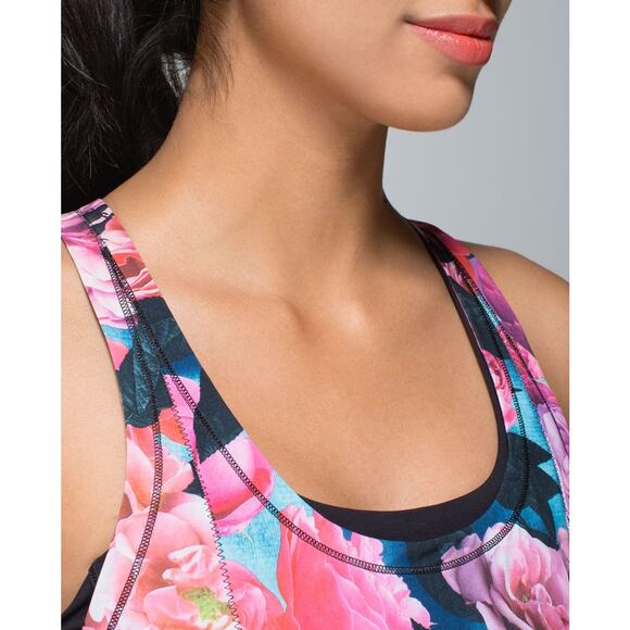 LULULEMON Lightened Up Singlet Size 6 Secret Garden / Black - Picture 4 of 11